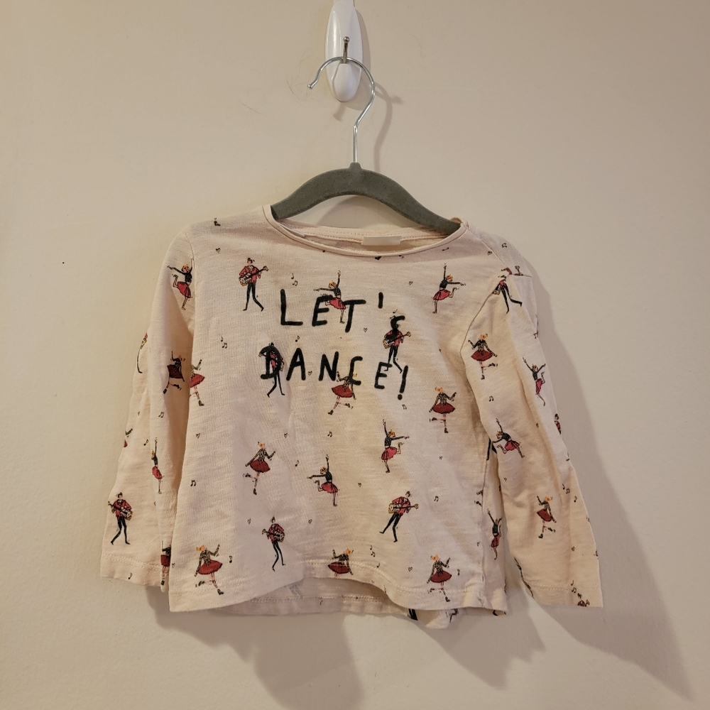Zara let's dance t shirt long sleeve ballet guitar size 12/18 months for girls